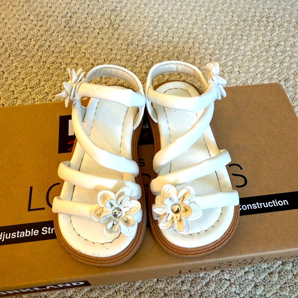 White Floral Toddler Sandals
